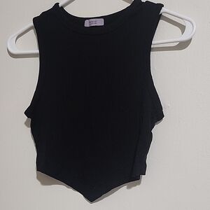 Active USA Black Ribbed Crop Top